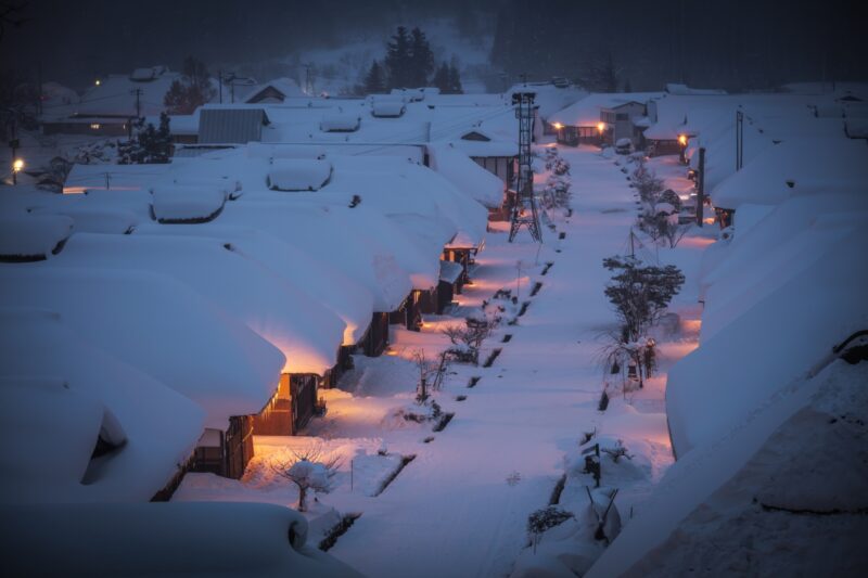 大内宿の冬の夜景