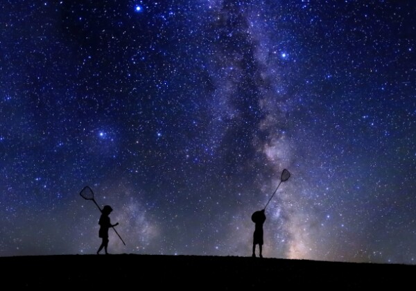 starry sky and children