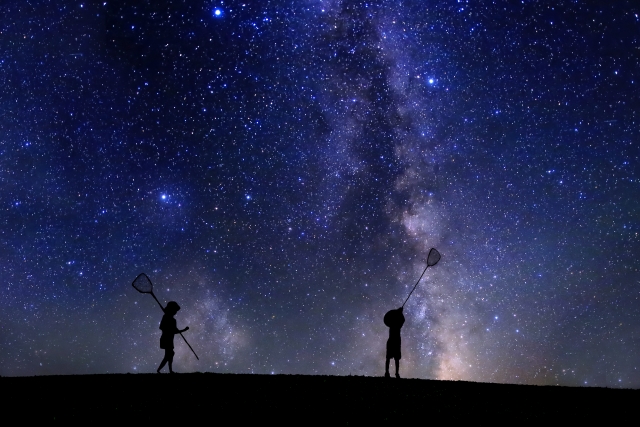 starry sky and children