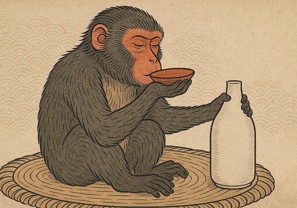 猴子喝酒的插图