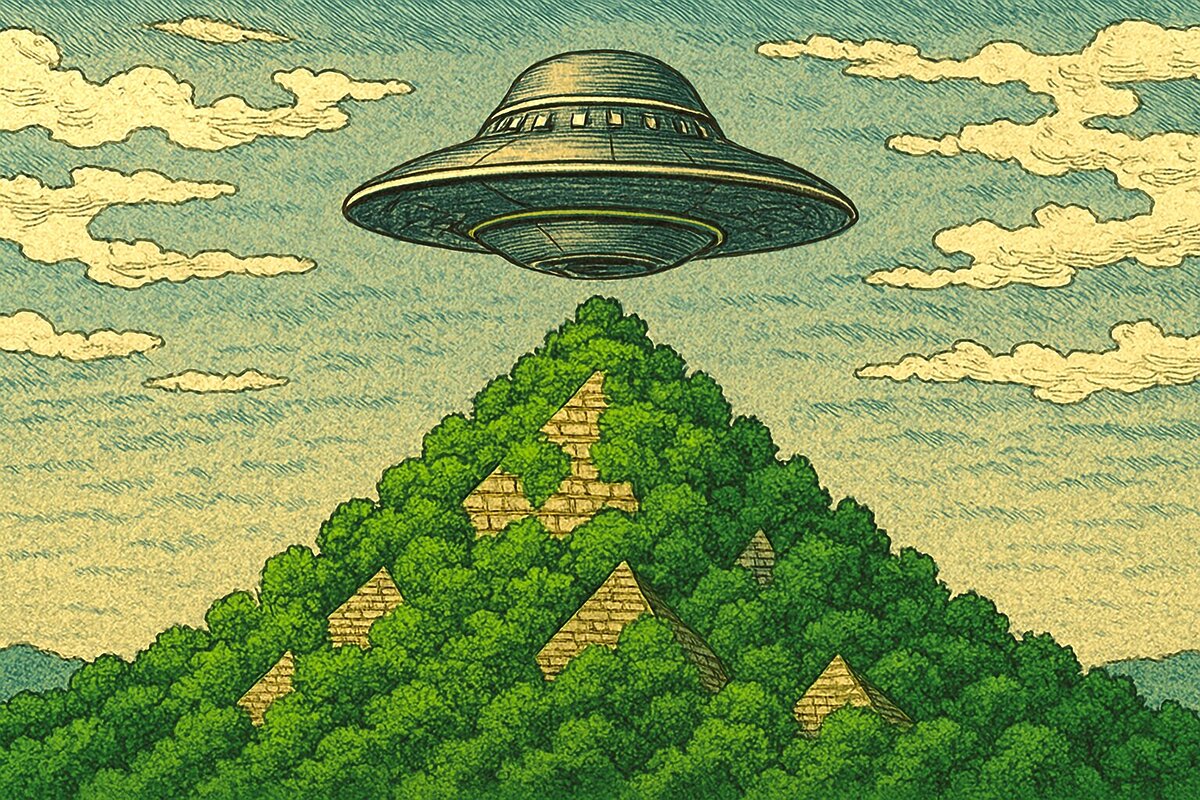 Illustration of Kuromatayama and UFO