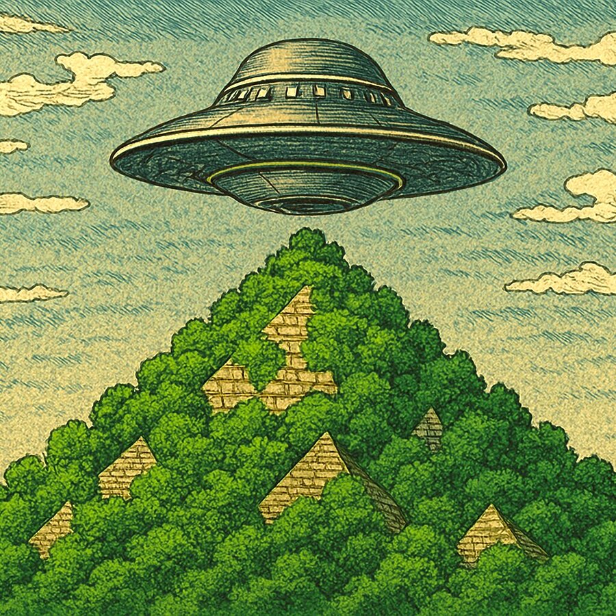 쿠로 마타 야마와 UFO의 그림