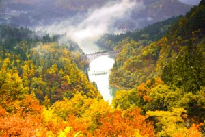 第一只見川橋梁の紅葉