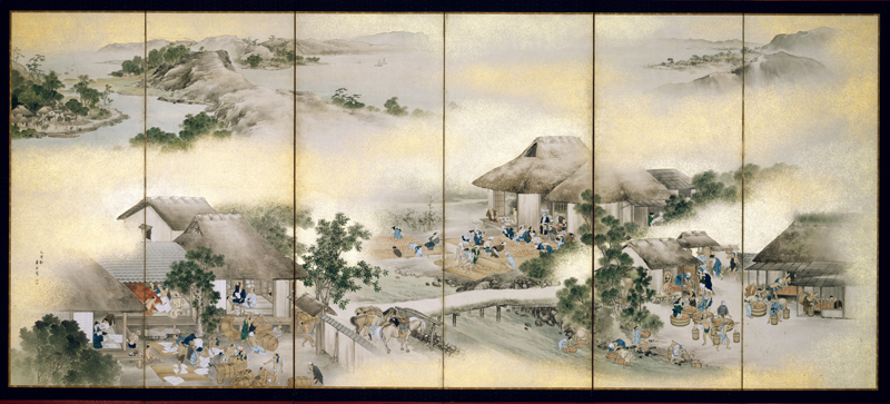 Yokoyama Kazan “Safflower folding screen” right screen (top), left screen (bottom) Collection: Yamagata Museum of Art