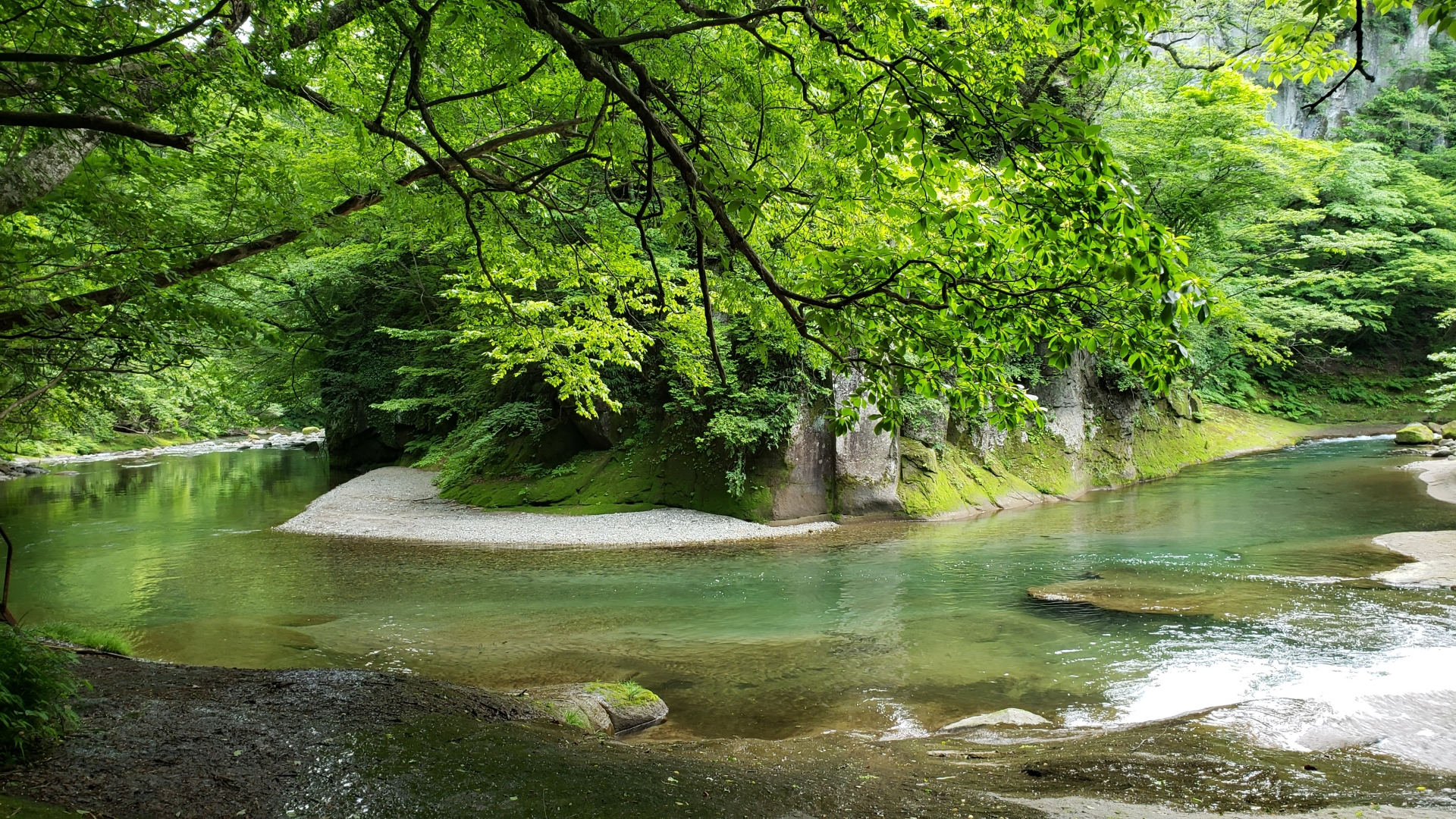 The main stream of the Abukuma River in Saigo Village