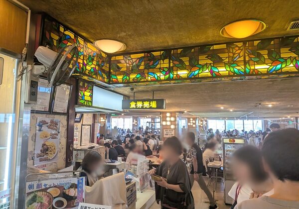 Inside the Marukan Building's main dining hall