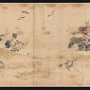 『後三年合戦絵巻』（金沢柵付近 1087年）出典：Wikipedia