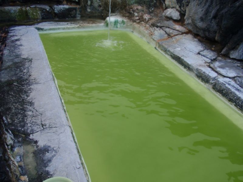 Kunimi Onsen's emerald green source From Wikipedia