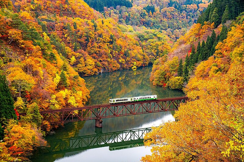 紅葉と只見線