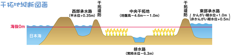 Vertical cross section of reclaimed land