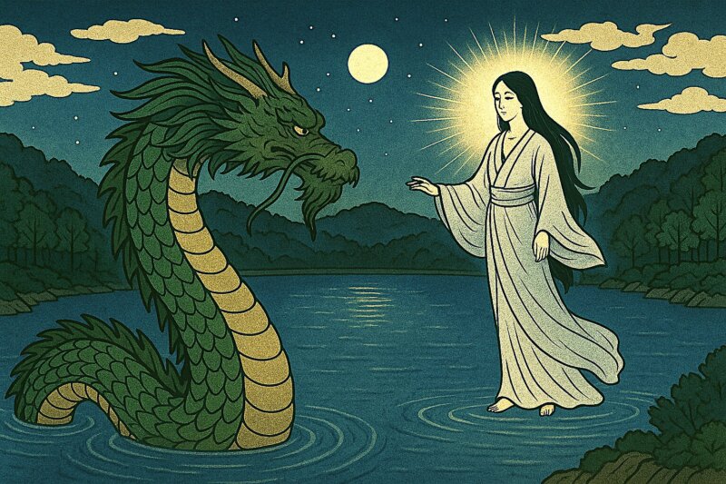 Dragon and Goddess of the Moonlit Night – Tohoku Rokken Trivia Media NEFT Legend of the Three Lakes - Hachirotaro and the Goddess of the First Megata
