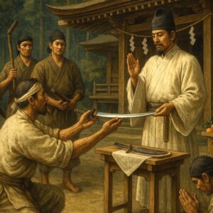 오쿠사 신사에 검을 봉납하는 도공(이미지)