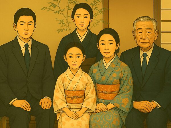 伝統的な日本の家族肖像