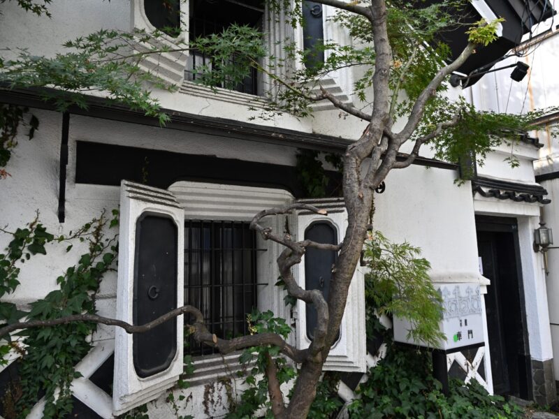 Puerta de acceso para coches del salón de té