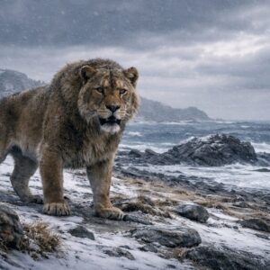 Image d'un lion des cavernes qui se trouvait à Shiriyazaki