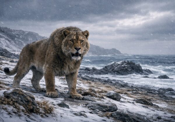 Image d'un lion des cavernes qui se trouvait à Shiriyazaki
