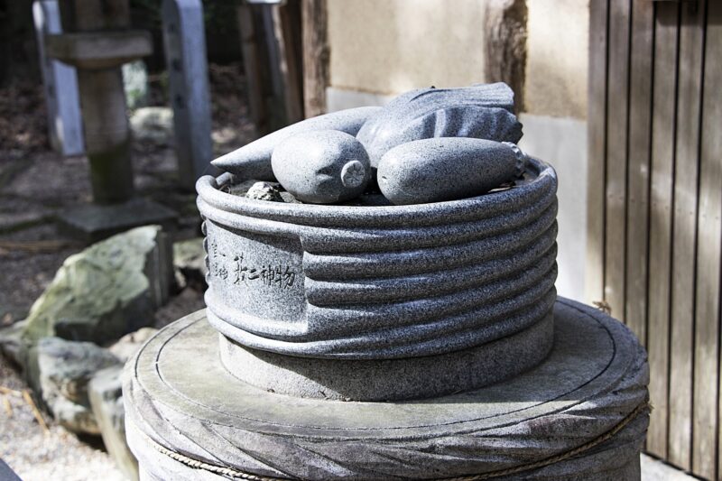 A stone monument to pickles at Kayatsu Shrine