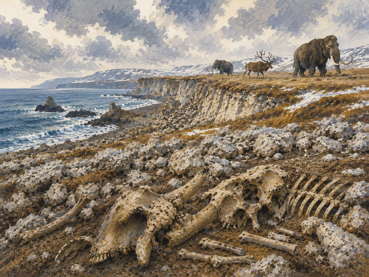 Paleolithic image of Aomori Prefecture (limestone and fossils)