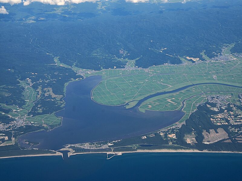 現在の十三湖周辺の空撮(2016年)