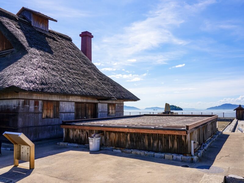 A restored tidal flat salt field at Utazu Seaside Park in Kagawa Prefecture