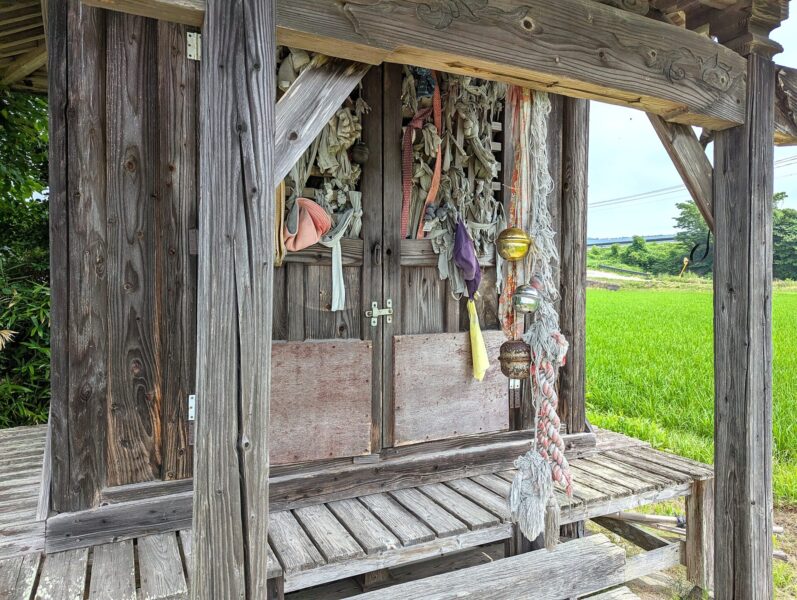 The company has a large amount of scraps of cloth tied to it