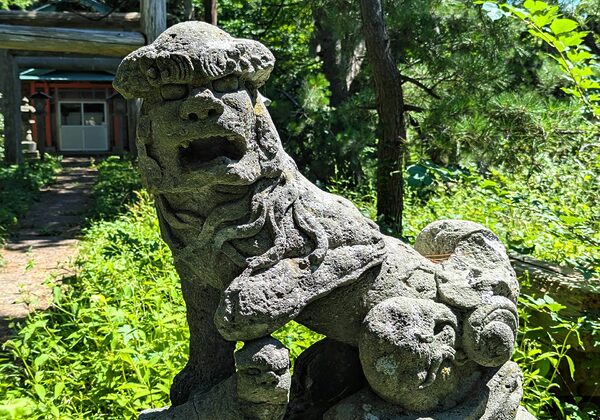 Komainu (guardian lion-dogs) at Ainai Shinmei Shrine