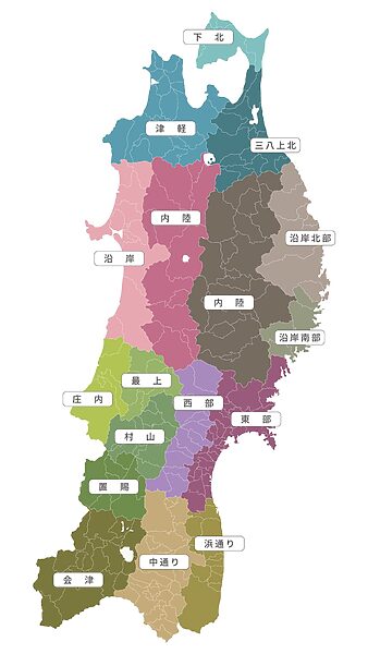 東北地方の天気予報一次細分区域