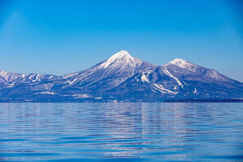 磐梯山と猪苗代湖