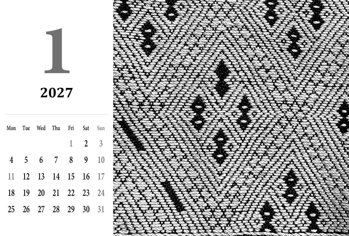 2027 Calendar "Collection of Kogin Embroidery Patterns"