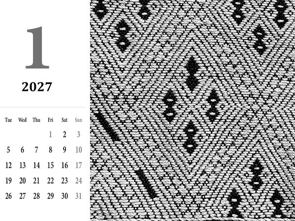 2027 Calendar "Collection of Kogin Embroidery Patterns"