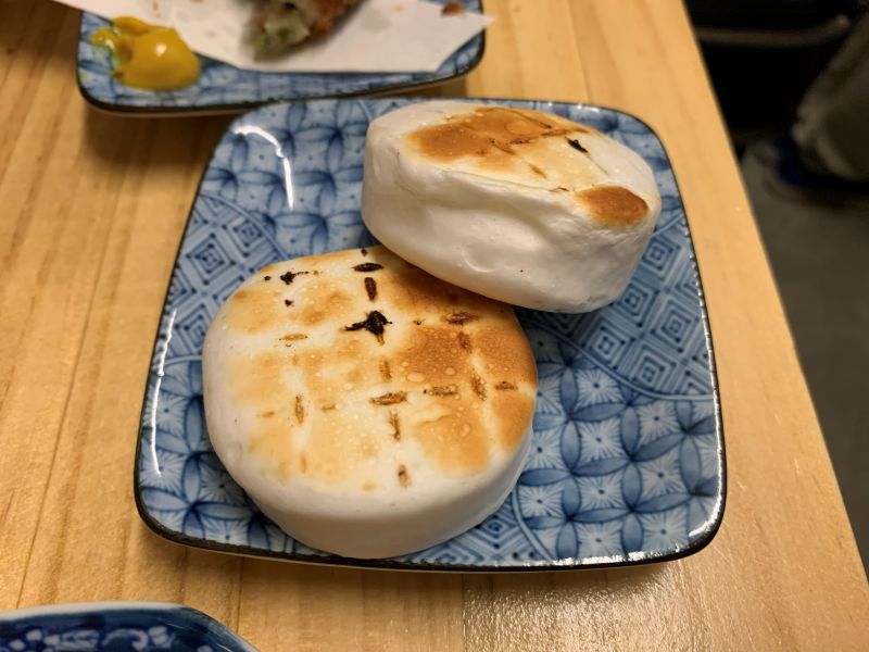 The combination of the crispy, grilled fish cake and the cheese inside is fantastic