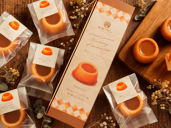 Yamagata Pudding's new product, "Raw Caramel Pudding Financier" © Koyō Holdings