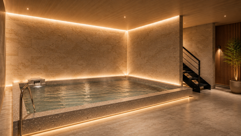 An image of a bathroom using hot spring water from Iizaka Onsen. Actual appearance may differ